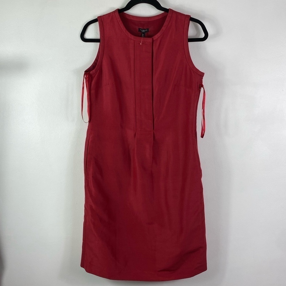 Talbots Cherry Red Shift Sheath Sleeveless Cotton Silk Dress